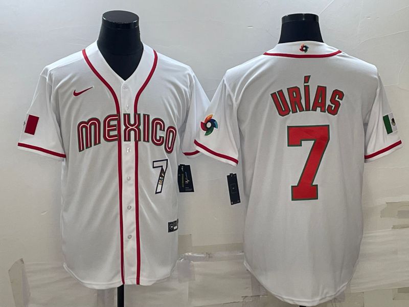 Men 2023 World Cub Mexico #7 Urias White Nike MLB Jersey16